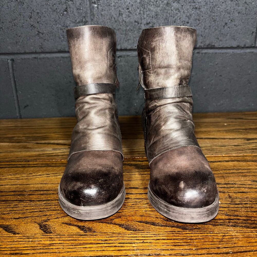 Miz Mooz Leather Ankle Boots Women’s 6 / EU 36 Gray Brown Distressed Moto - Picture 4 of 7